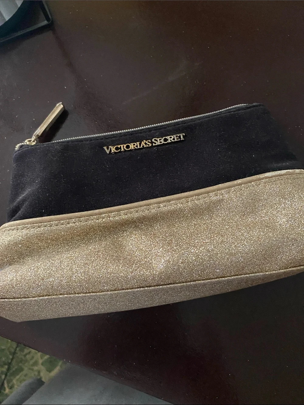 Victoria's Secret Black and Gold Two-Tone Cosmetic Case